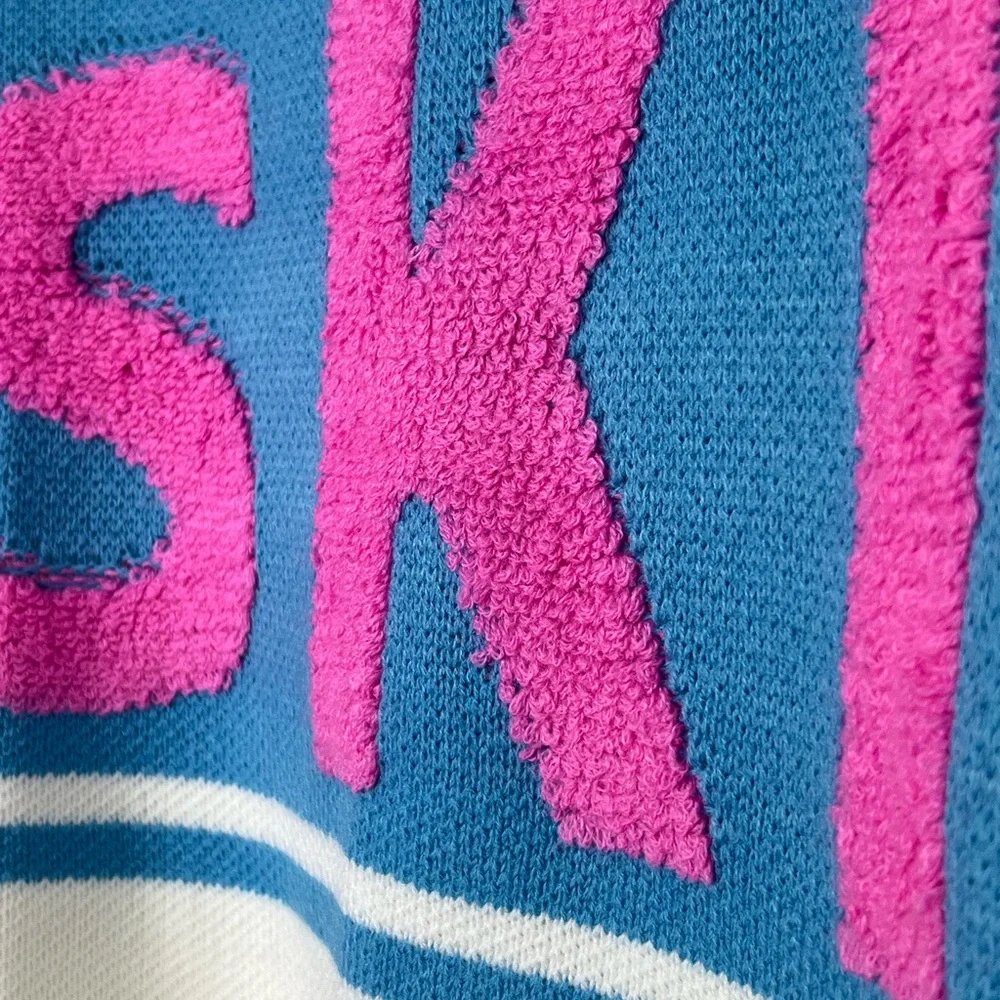 Hudson Gray Ski V-Neck Sweater‎ with Pink Accent Size L